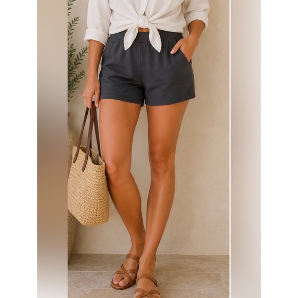 Lazypants Pants - NWT Lazypants Shorts Womens S Gray Lounge Casual Elastic Waist Pockets Relaxed